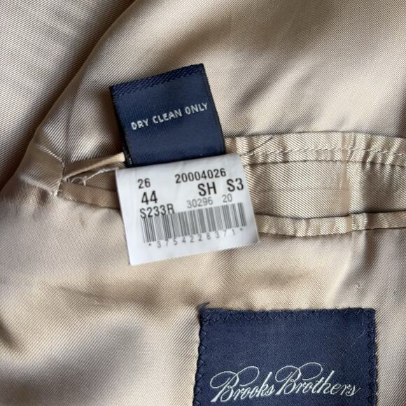 Brooks Brothers Silk Linen Wool Blazer Men's Size 44S Beige Herringbone - Picture 6 of 9
